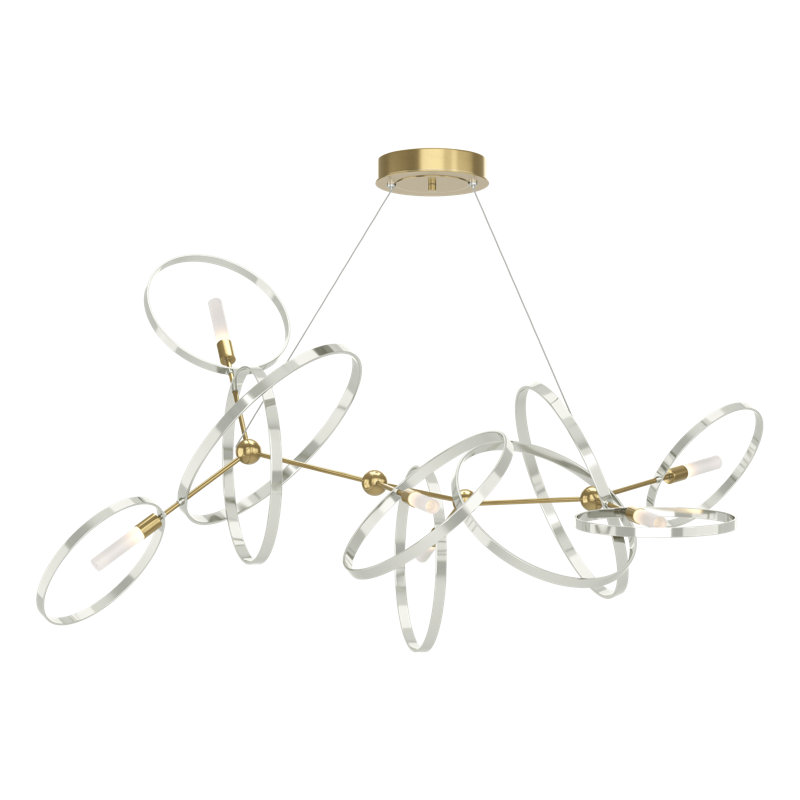 Celesse 6 - Light Unique Geometric Chandelier, Modern Brass, Sterling