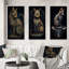 Blue Glamorous Retro Gold Cat I - Animals Cat Art Set Of 3 Pieces-82530064-82530065