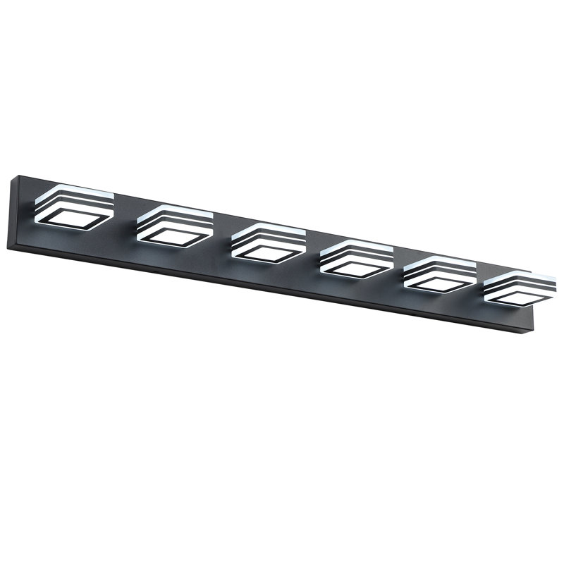 Luminaire en acrylique pour salle de bain avec lumière DEL à intensité variable (gradateur non inclus) 6 lumières, Noir mat