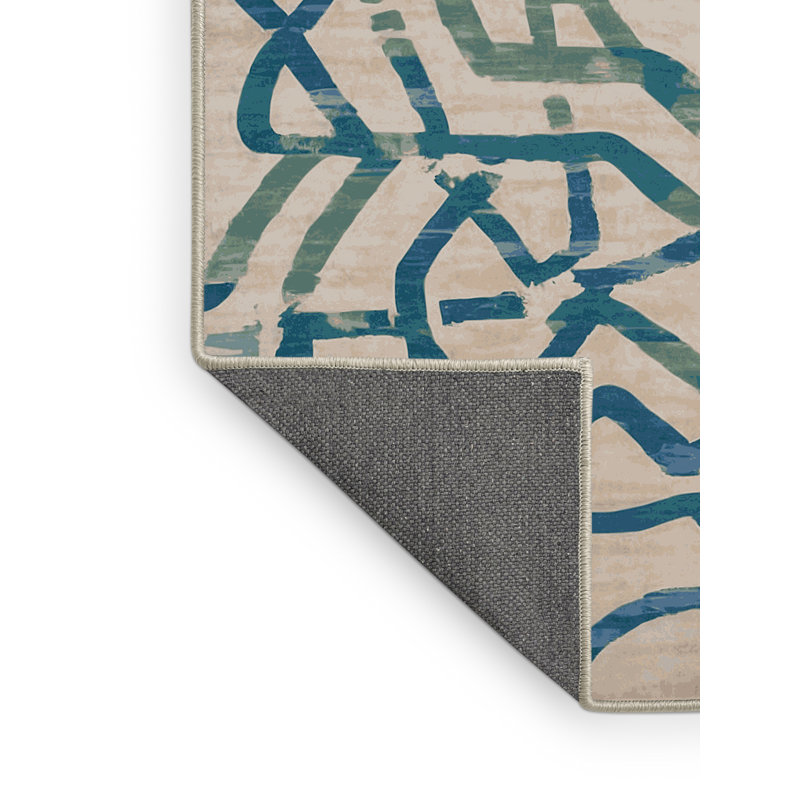 Tapis beige soyeux et moelleux, Carré 3 pi