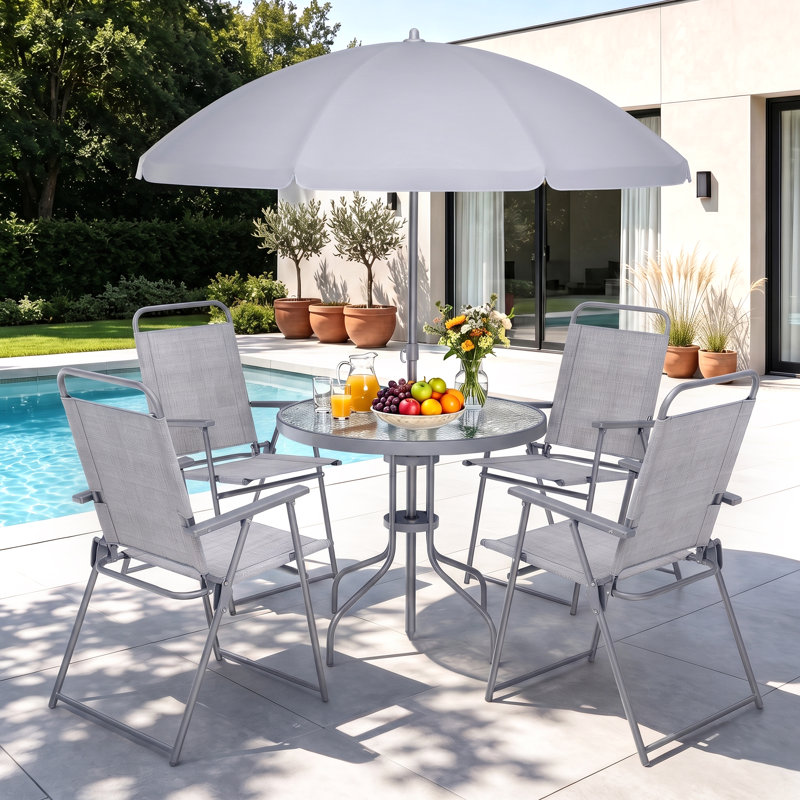 Ashlene 4-Person Outdoor Patio Dining Set, Sliver