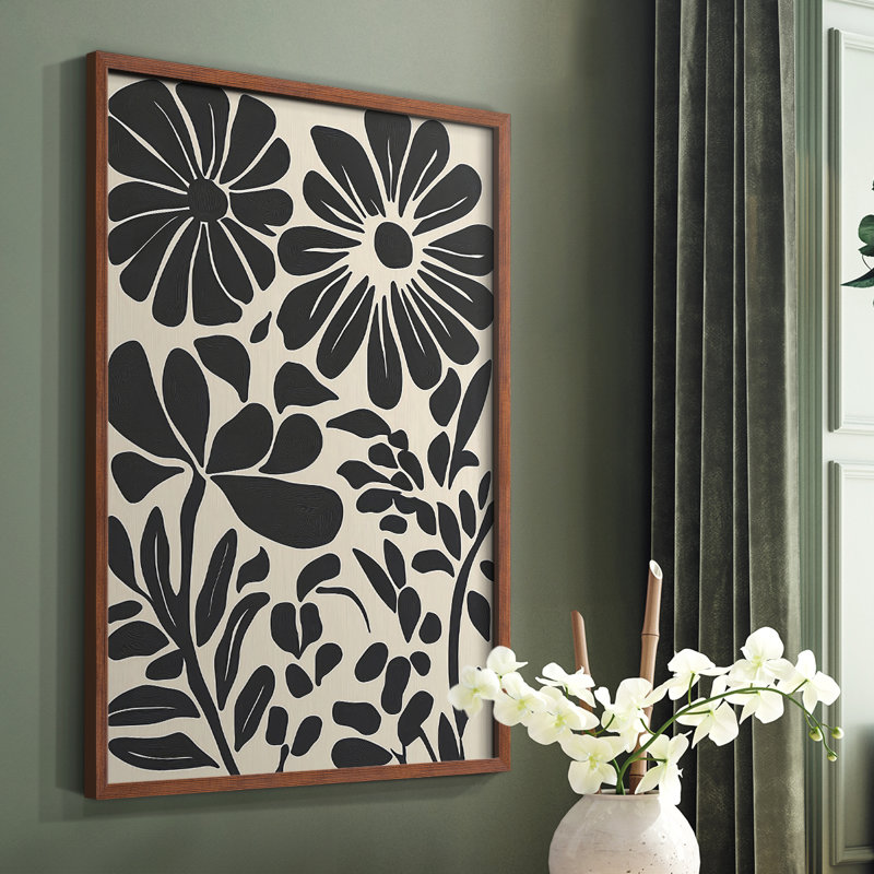 Impression florale encadrée «XIII» - prête à être suspendue - fabriquée aux États-Unis, H 14 po x l 11 po, Brun