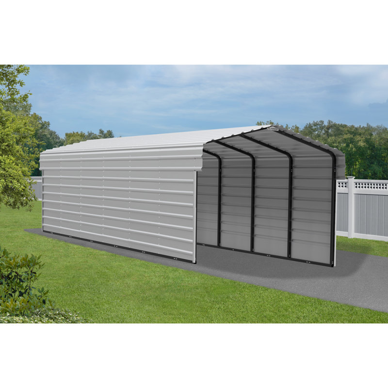Steel Carport With 2 Side Wall Kits, 10X29X7, White