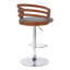 Tabouret de bar pivotant à hauteur réglable en similicuir et bois de noyer avec base chromée