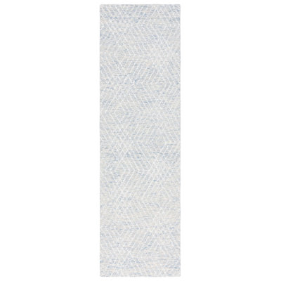 Izzabell Abstract Hand Tufted Wool/Chenil/Cotton Geometric Rug in Blue/Ivory