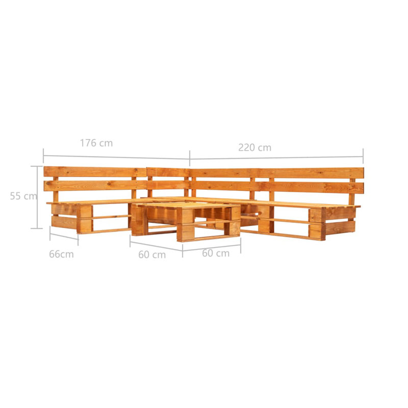 Fai Pallet 6 Seater Conversation Set, Honey Brown