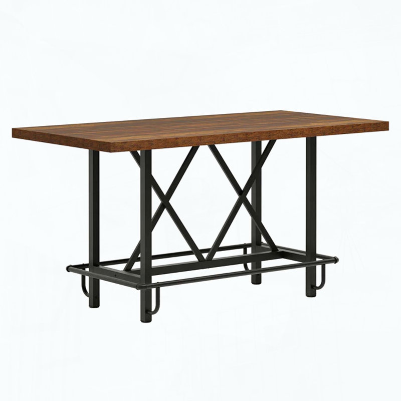 Counter-Height Bar Table with Metal Footrest