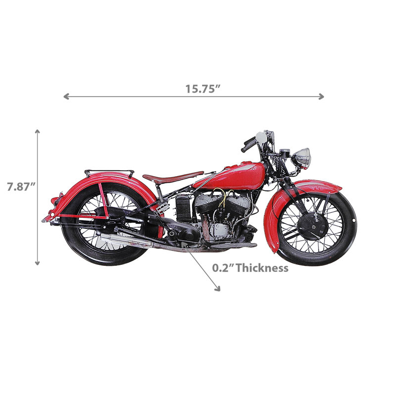 Plaque murale embossée en métal rouge moto