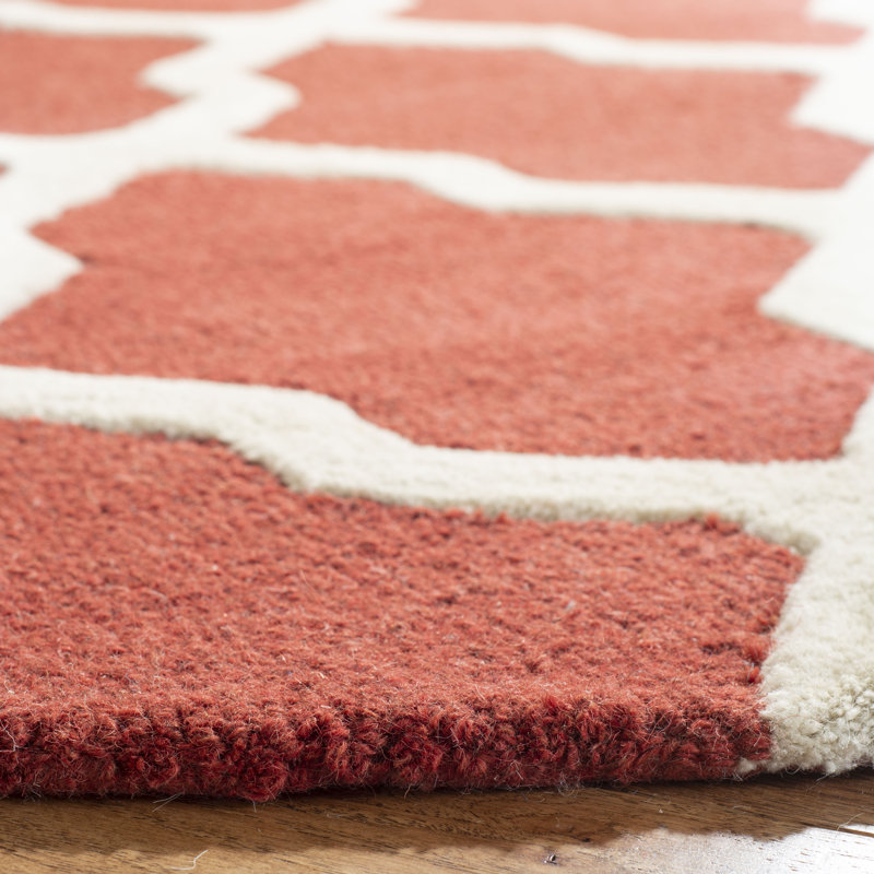 Tapis en laine touffeté à la main Cannen, Rectangle 7 pi 6 po x 9 pi 6 po, Rouille / ivoire