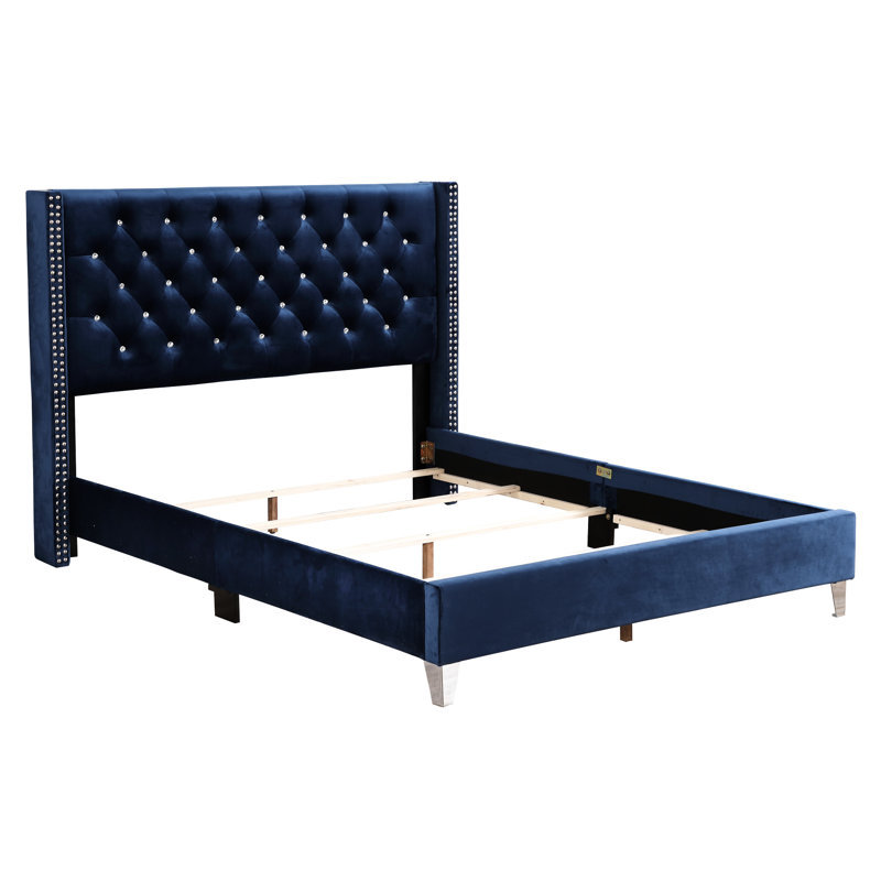 Lit rembourré bleu marine Largeur du colis