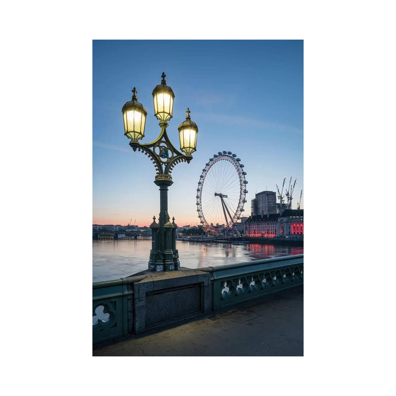 London Eye And Westminster Bridge At Dusk by Jan Becke - Wrapped Canvas Print, 152.5 cm H x 101.5 cm W