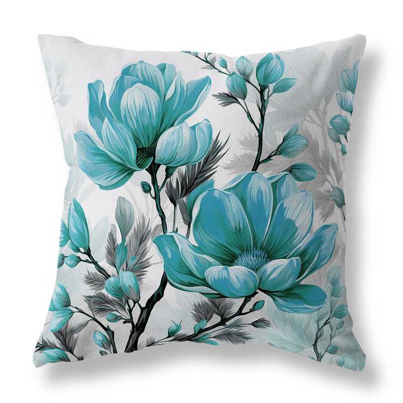 Coussin Zinnia, H 16 po x l 16 po, Vert / gris