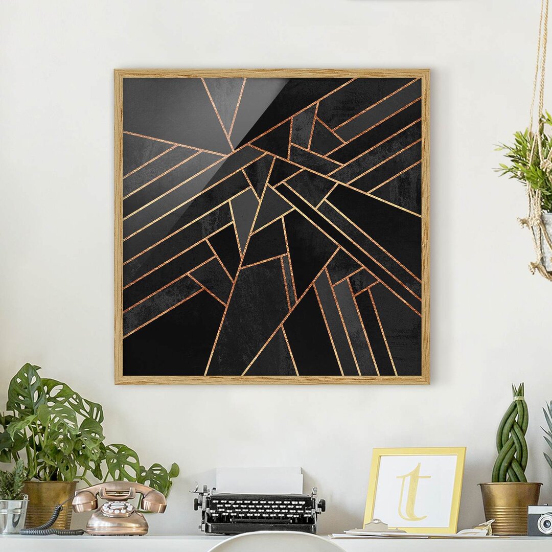 Gerahmtes Poster Black Triangles Gold