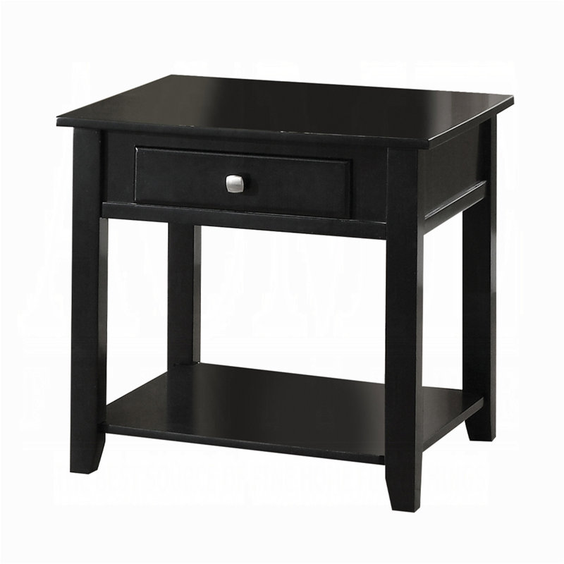 Table de bout noire avec tablette inférieure
