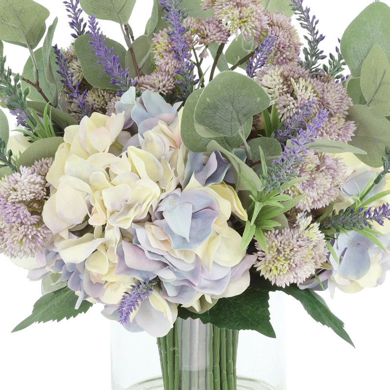 Mixed Floral Arrangement with Hydrangeas, Lavender and Sedum