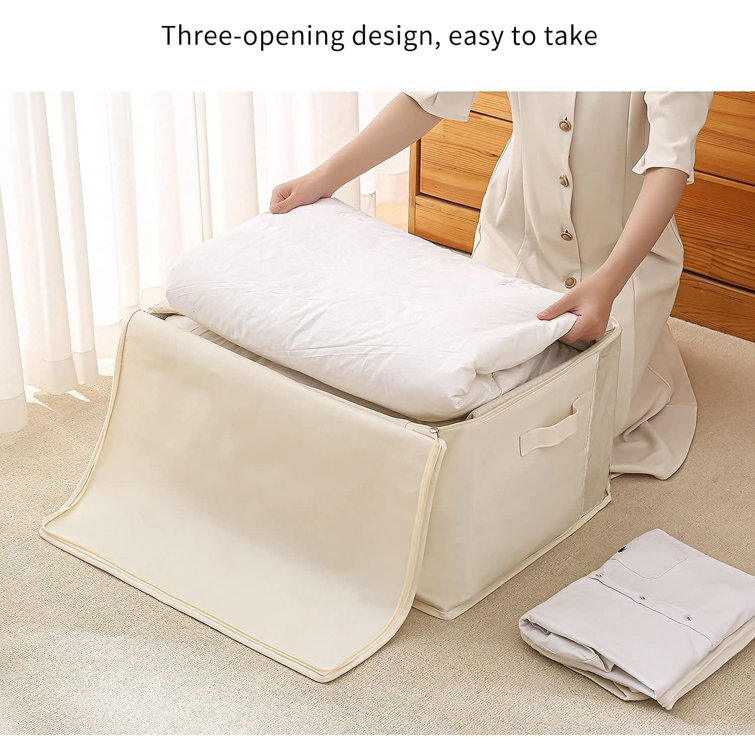 2PCS Canvas Storage Bag, 12OZ Thick Soft Breathable Closet Organizer for  Beddings, Comforters, Pillows, Blankets, Clothes, 25.6×18.5×8.7inch, Beige