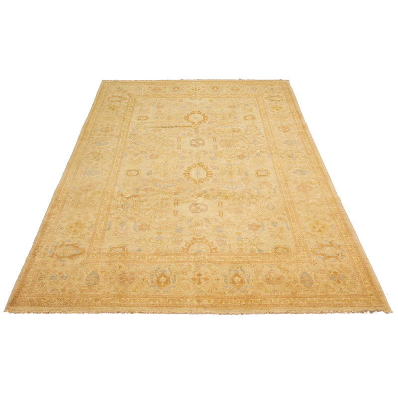 Tapis de la laine beige foncé 10 pi x 14 pi à la main one-of-kind-noué la 2010 ushak Pershore