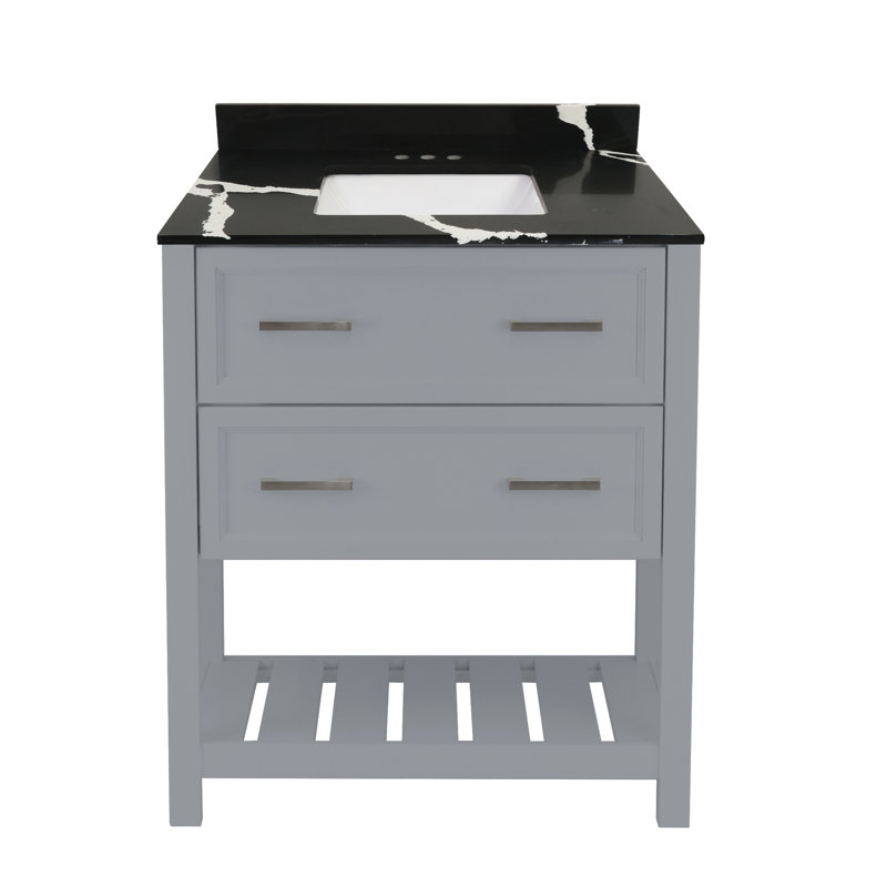 Ensemble de meuble-lavabo simple 31 po aguallo, Noir Calacatta, gris