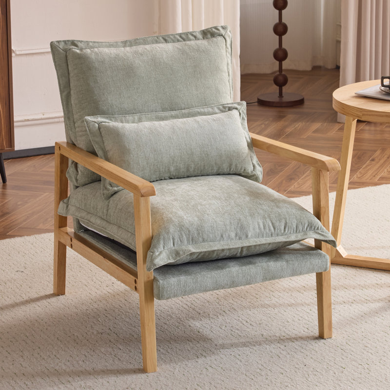 Chaise avec accoudoirs Masson Chenille, Chenille vert menthe