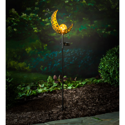 Piquet de jardin Symon Solar Moon avec boule de verre craquelé