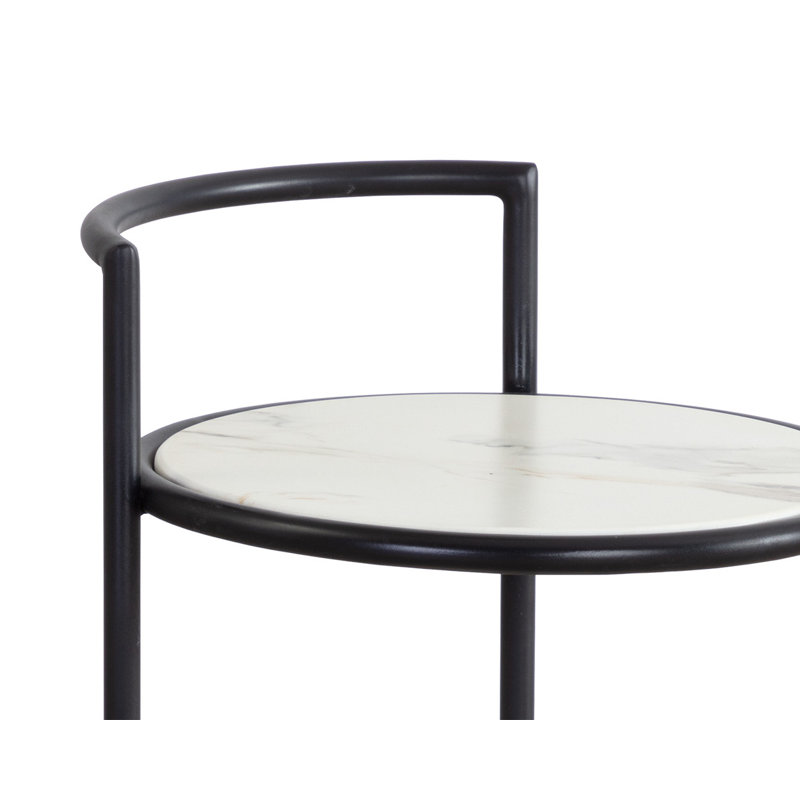 Parga Outdoor Round Side Table, White, Black