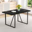Table de salle à manger rétro de 140 cm (55 pouces) avec dessus noir veiné et pieds en métal stables, idéale pour travailler. Son plateau texturé rectangulaire procure une ambiance chaleureuse.