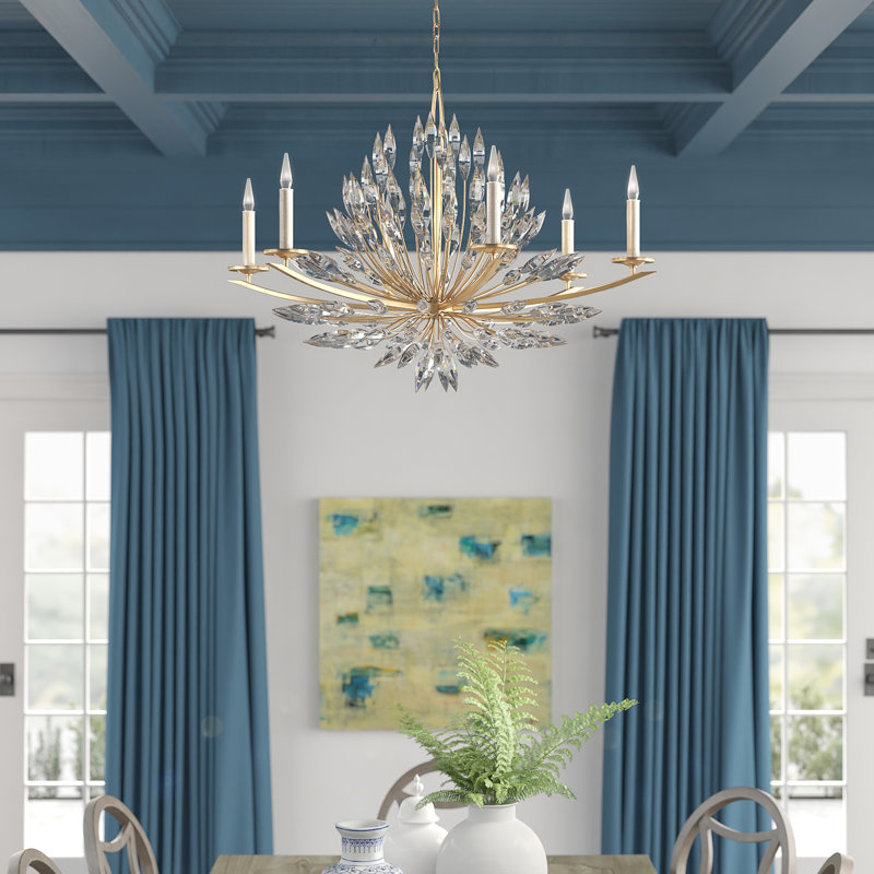Lily Buds 6 - Light Chandelier, Gold, 35" H x 48" W x 25" D