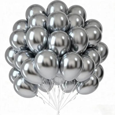 Ballons argentés métalliques 50 pièces 12 pouces ballons en latex argent chromé pour mariage, fiançailles, fête de naissance, fête de Noël