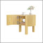 Table d'appoint ronde cannelée avec rangement pour le salon, bois d'hévéa massif, porte à fermeture en douceur, naturel, 19,6 po