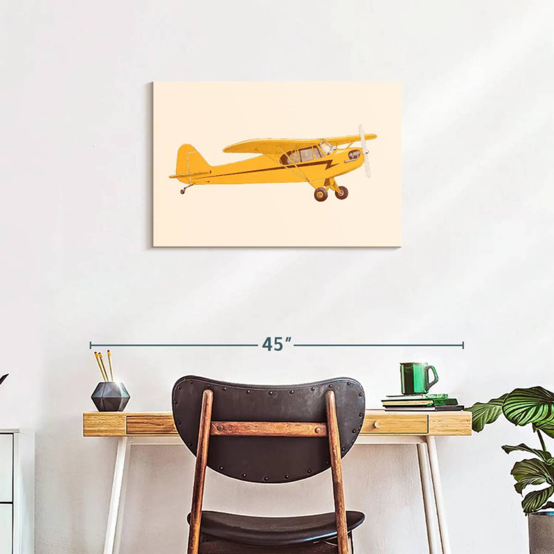 Petit avion jaune Mehar, H 20 po x l 30 po