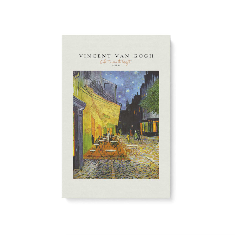 Van Gogh's Cafe Terrace la nuit v2, Toile tendue, H 18 po x l 12 po x P 1,25 po