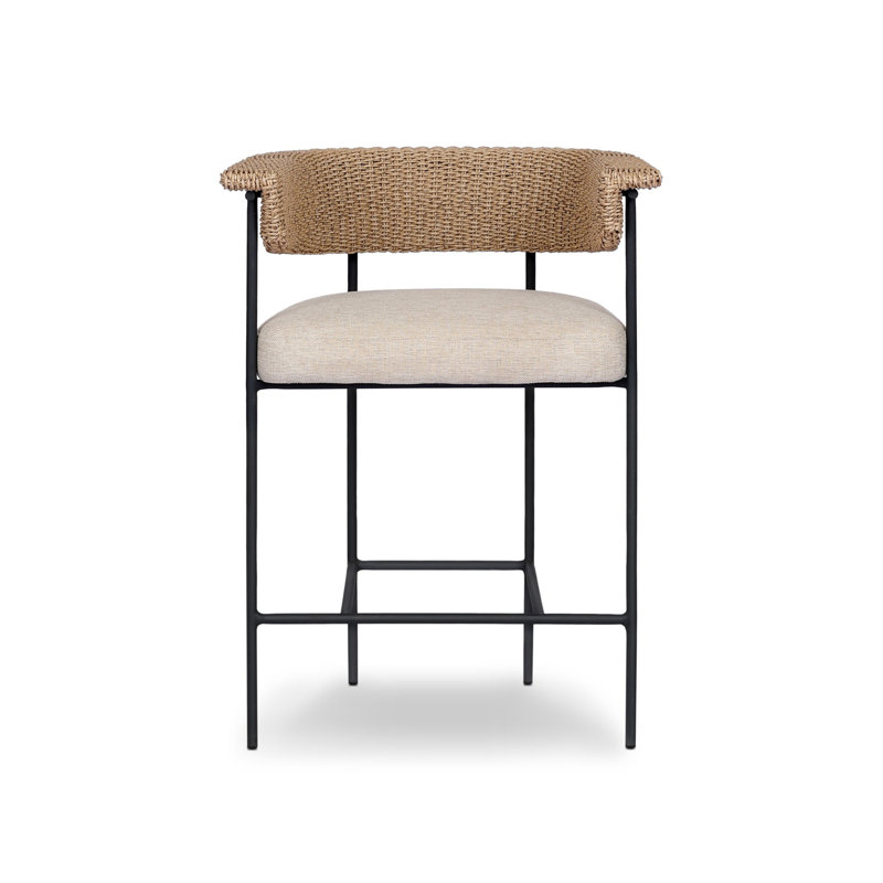 Carrie Outdoor Bar Stool, Beige, 26", Brown