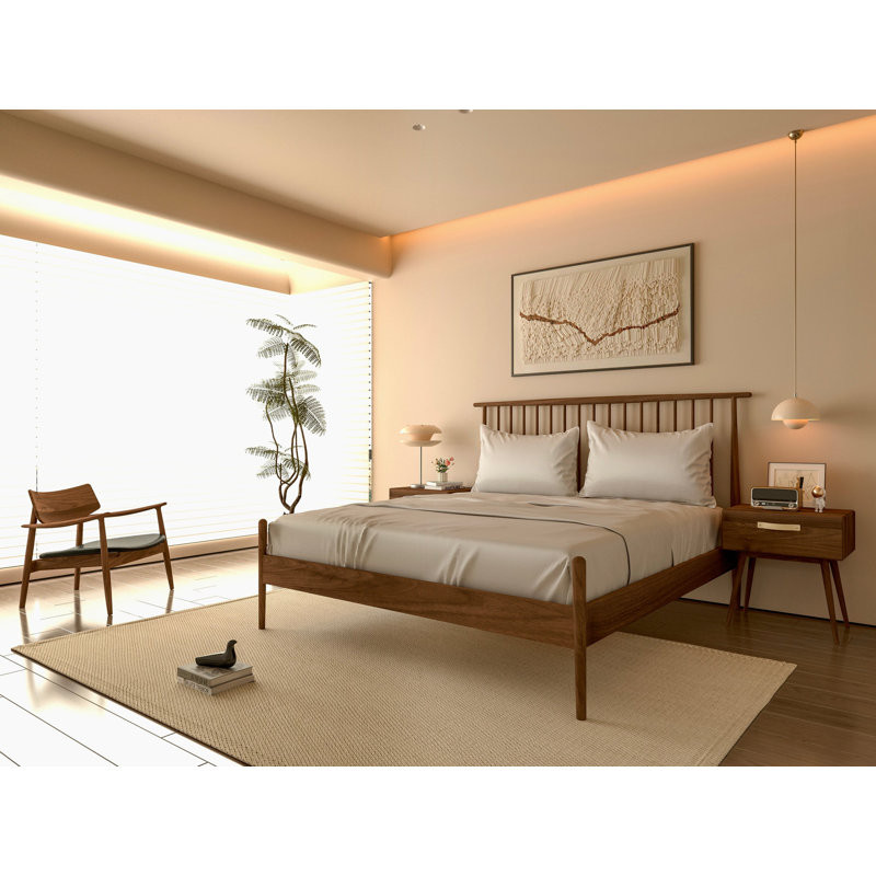 Johppah Midcentury Bed - Solid Black Walnut, Queen