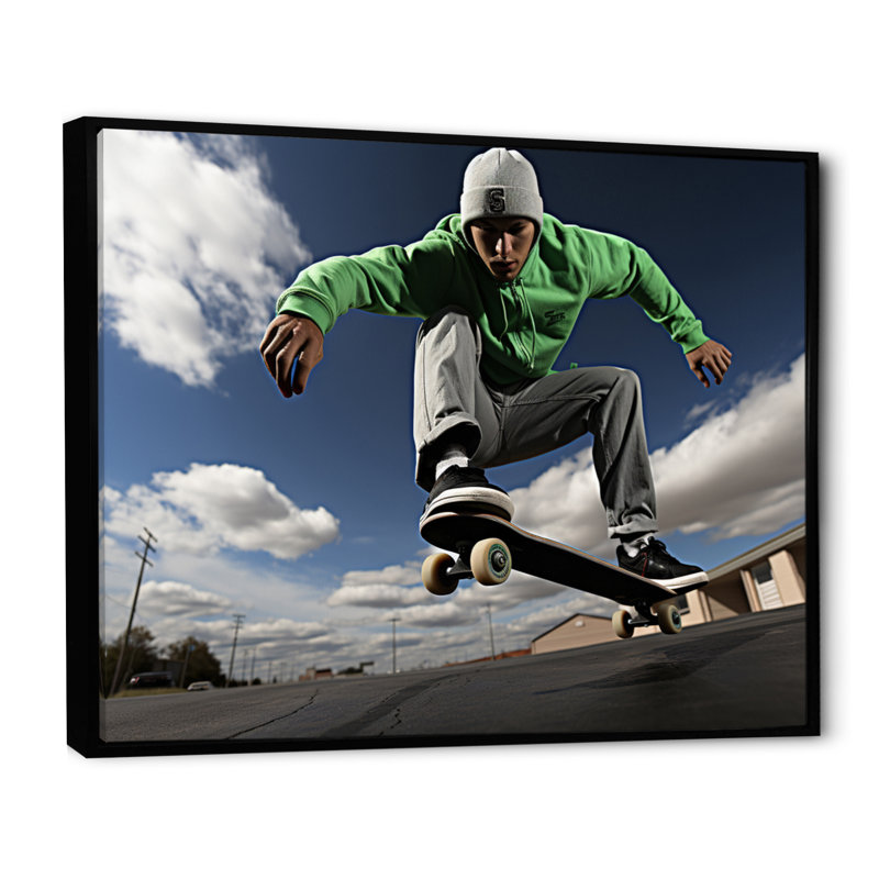 «Skateboard Chronicles I», reproduction d'art sur planche à roulettes, Cadre flottant noir, H 24 po x l 32 po x P 1 po