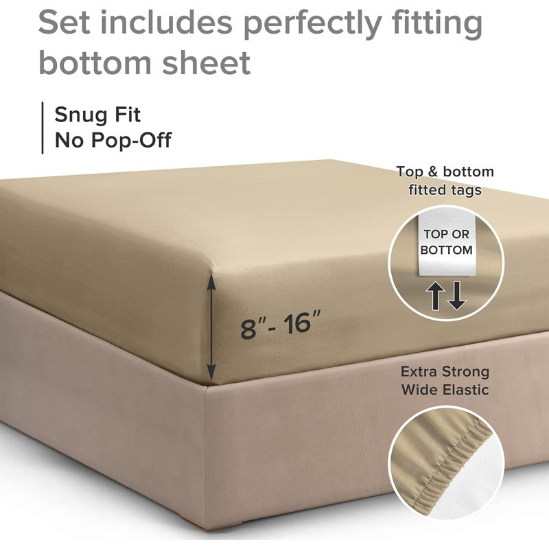 100% Cotton Fitted Sheet Only, 400 Thread Count Hotel Luxury Bedding, Soft & Breathable, Deep Pocket 8–16 Inch Mattress Fit