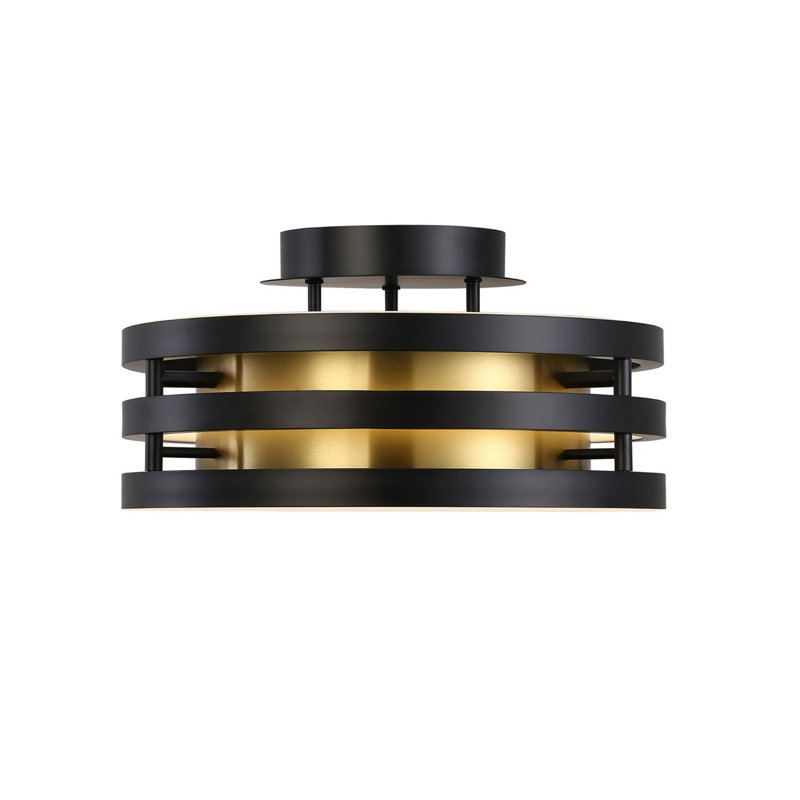 Plafonnier semi-encastré 1 lumière Toledo - noir / laiton brossé