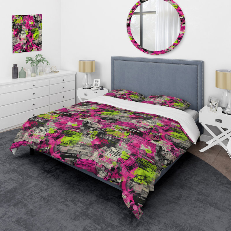 Ensemble de housse de couette en microfibre Popart, Housse de couette pour très grand lit et 2 très