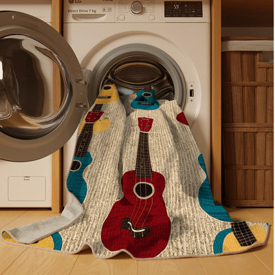  Tapis lavable de musique d'ukulélé