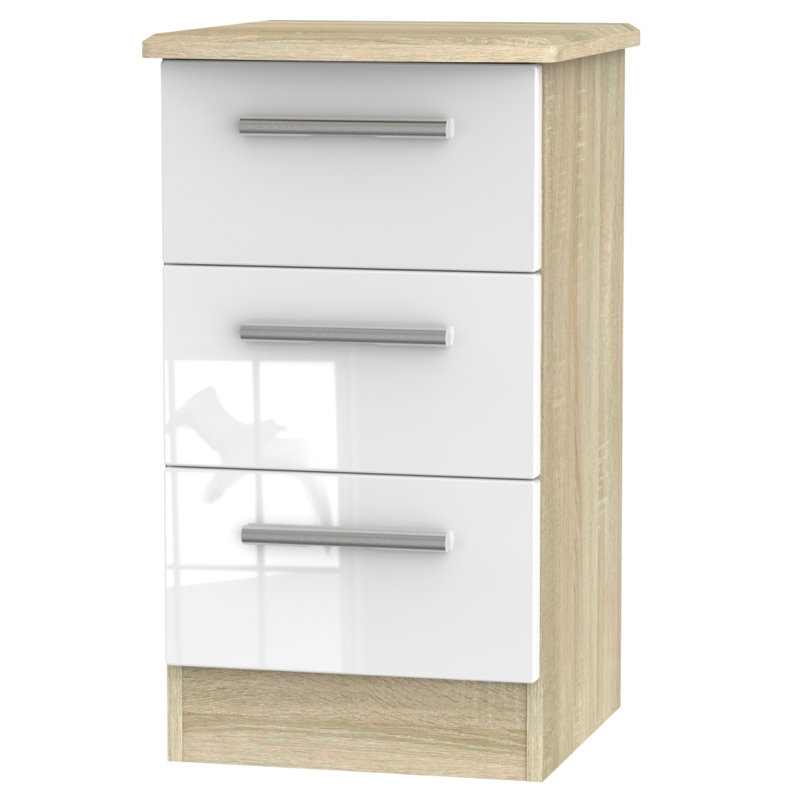 Knightsbridge Fully Assembled Knightsbridge 3 Drawer Bedside Cabinet