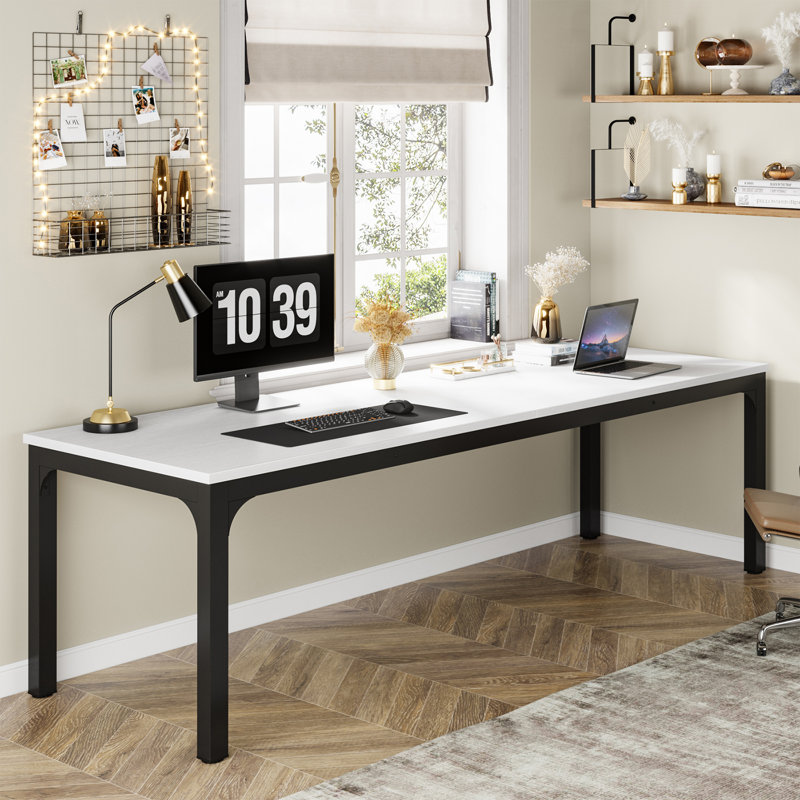 Alyzia 78.8'' W Rectangle Computer Desk, White/Black
