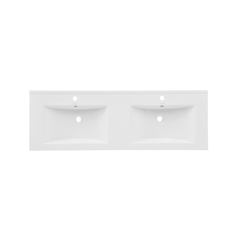 Comptoir de meuble-lavabo double 48 po blanc brillant, Blanc, Monotrou