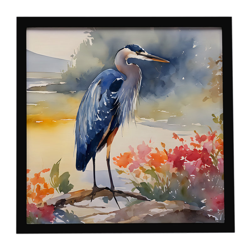Blue Heron Framed Metal Print
