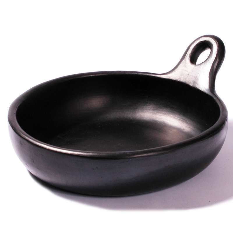 Small Black Clay Chamba Saute Pan, 32 Ounces