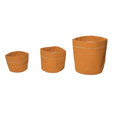  Ensemble de 3 pots à fleurs avec doublure orange 7,87 po Canvas