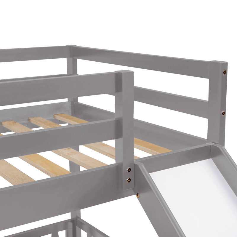 Jaidel Solid Wood Slat Bed, Gray
