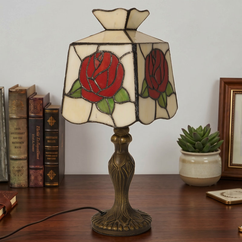 15" Tiffany Rose Table Lamp (Bulb Include)