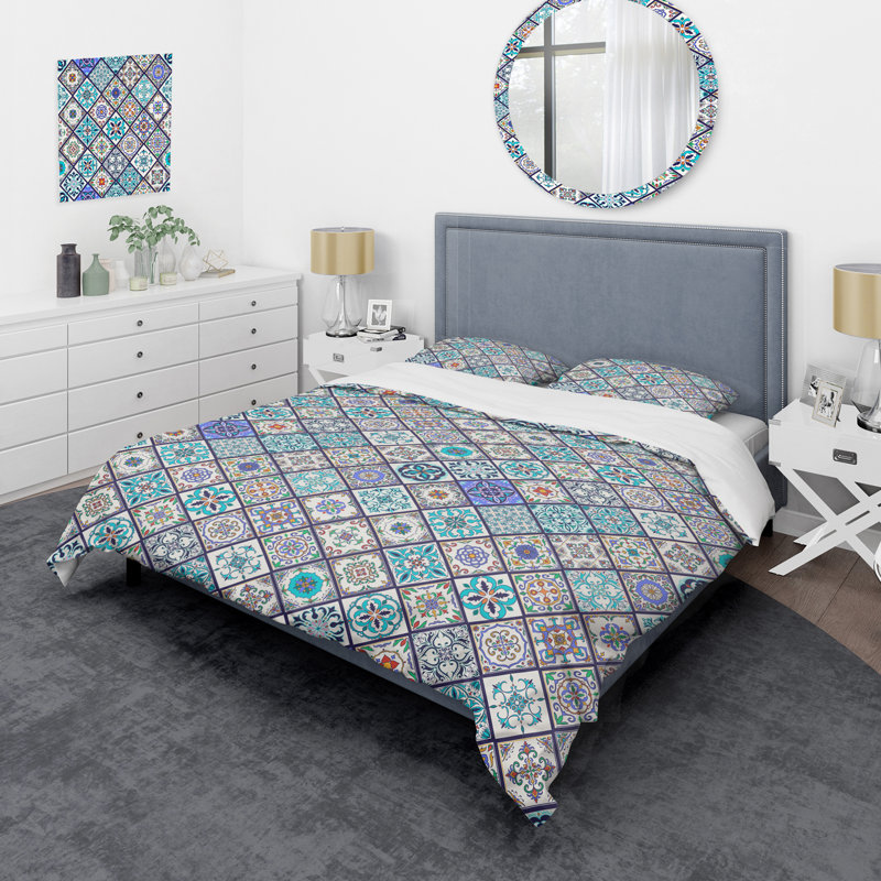 Blue Mega Patchwork Blue Mega Patchwork - Ensemble de housse de couette à motif