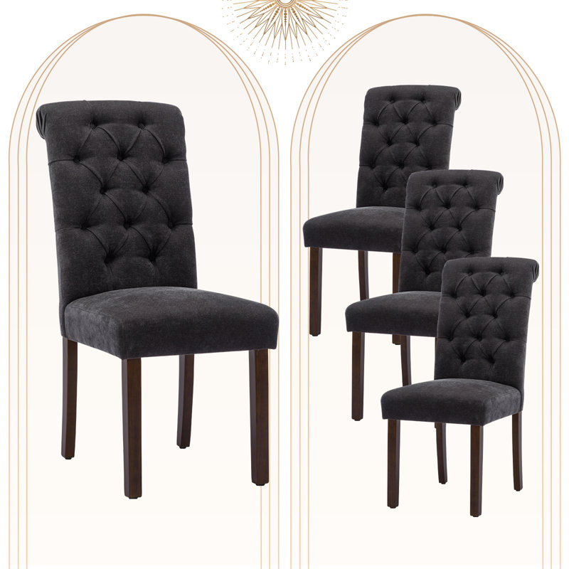 Chaises d'appoint en bois touffetées Bookout, Noir, noir, noir, noir
