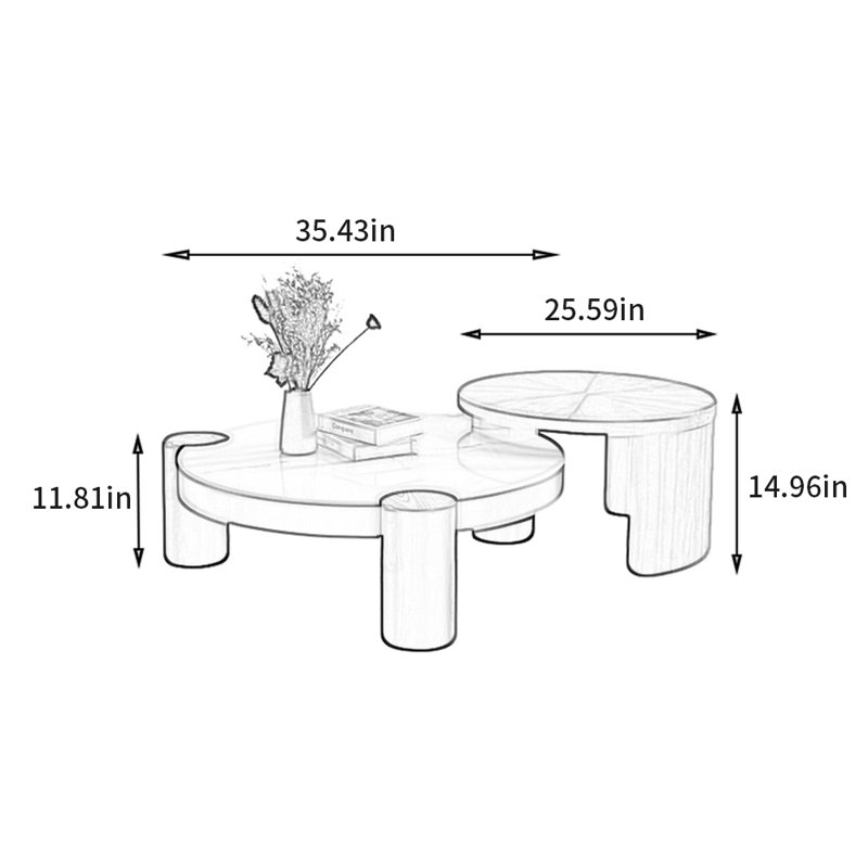 Cream style simple modern marble coffee table
