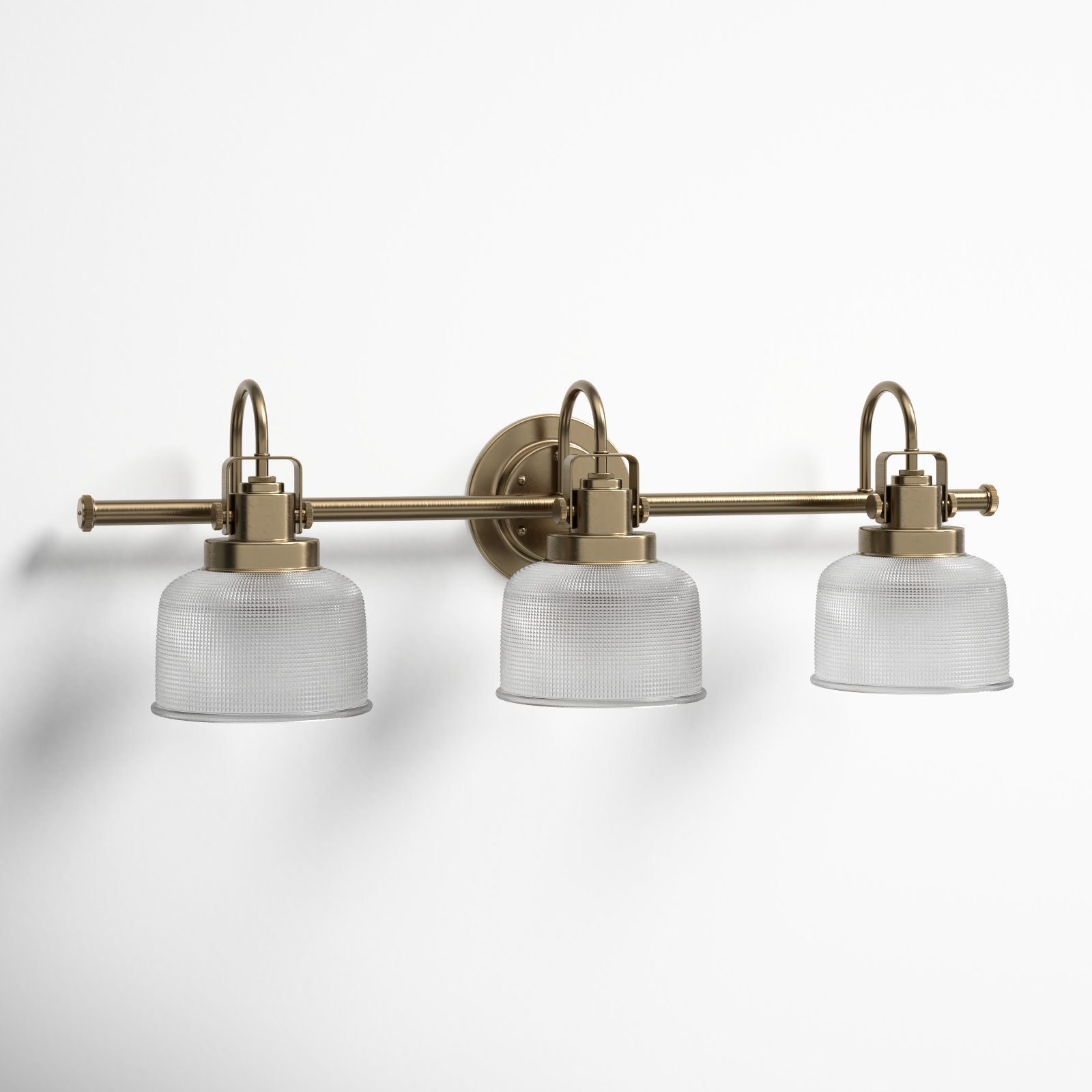 Rosser 3-Light Dimmable Vanity Light, Vintage Brass, 8.75"H x 26.25"W x 7.25"D, 3 Lights